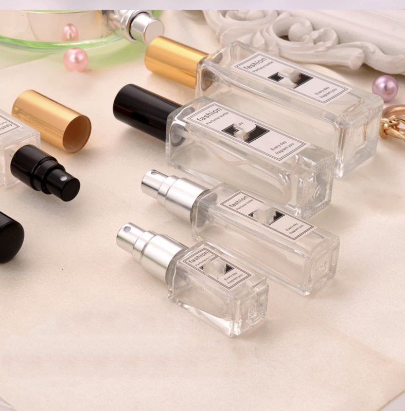 Custom Labels Box 5ml 10ml 15ml 30ml 50ml 100ml Empty Refillable Transparent Color Glass Rectangular Perfume Bottle