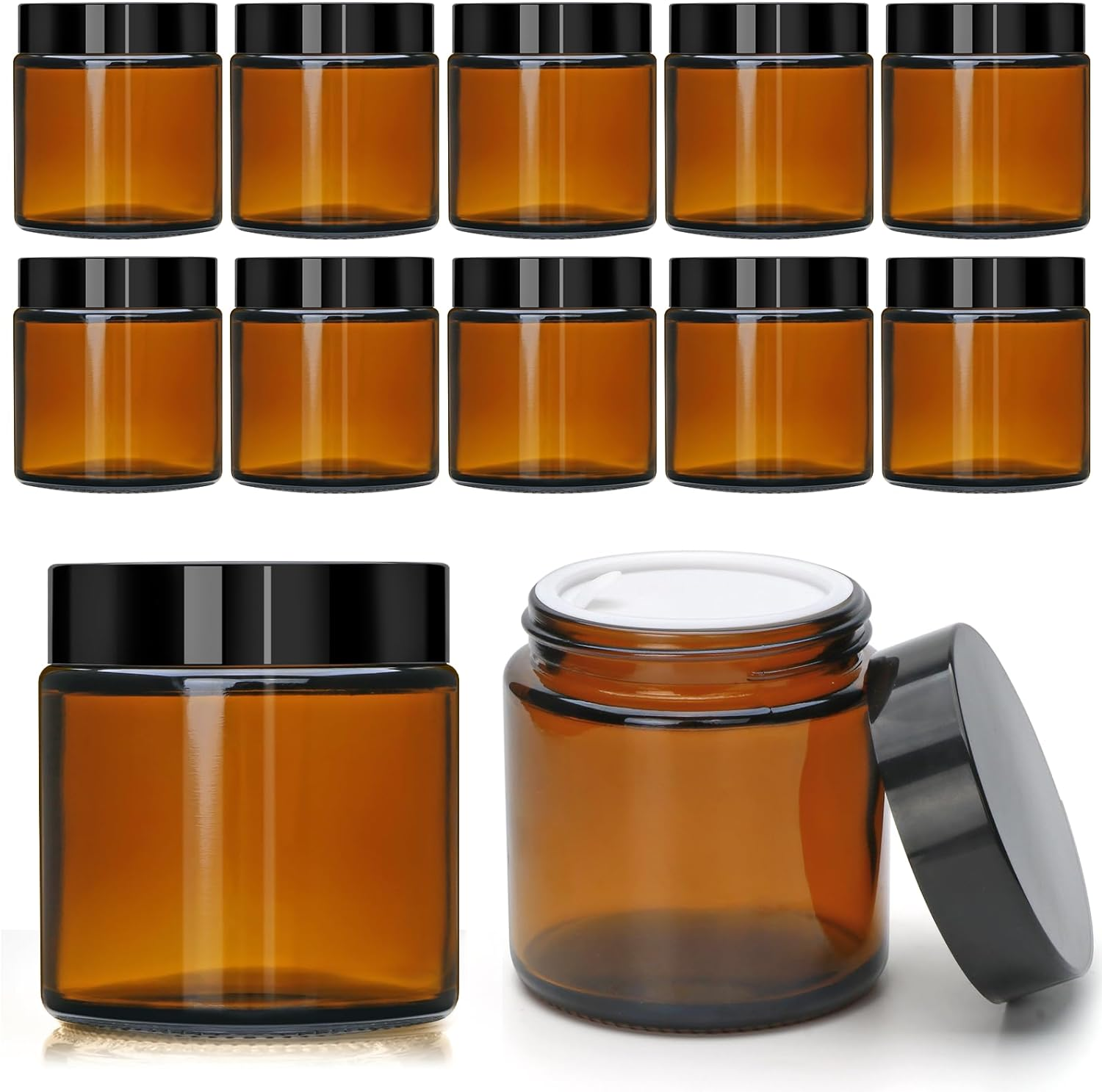 60ml 120ml 240ml 500ml Cosmetic Wide Mouth Face Eye Cream Jar Amber Candle Glass Jar With Gold Screw Lid
