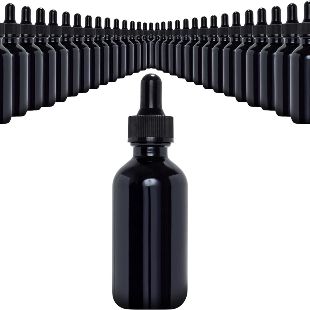 5ml 15ml 30ml 50ml 100ml 150ml 200ml 250ml Black Dark Uv Violet Glass Essential Oil Lotion Cosmetic Bottle and Jar