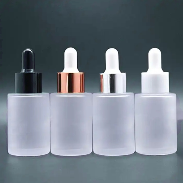 30ml Flat Shoulder Glass Dropper Bottle 30 ml Frosted Glass Essential Oil Bottle With Dropper 1oz Serum Oil Bottle
