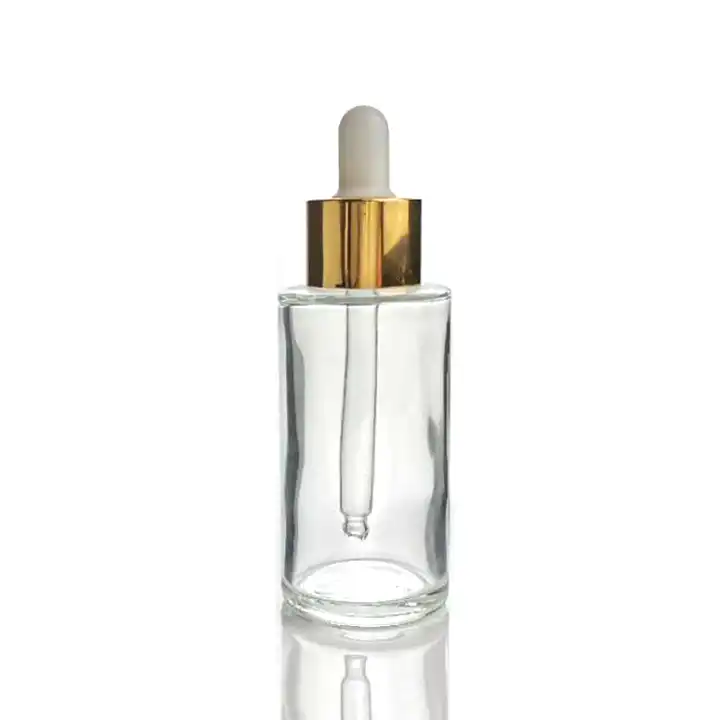 Wholesale Oil Dropper Bottle 5ml 15ml 30ml 40ml 50ml Flat Shoulder Round Serum Glass Bottles With Dropper Cap and Glass Pipette
