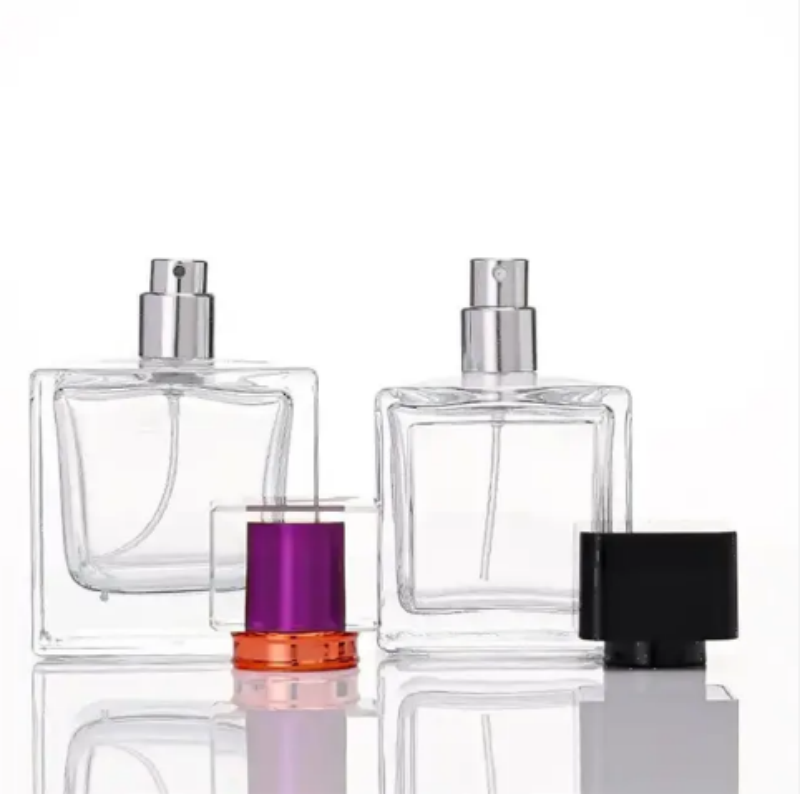 High Quality Luxury Square Design 30ml 50ml Glass Empty Customized Spray Perfume Bottle With Lid factory price