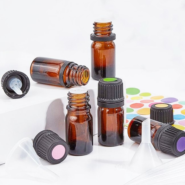 1oz 5ml 10ml 15ml 20ml 30ml 50ml Green Amber Glass Essential Oil Euro Dropper Bottle With Theft Proofing Cap and Insert Dropper