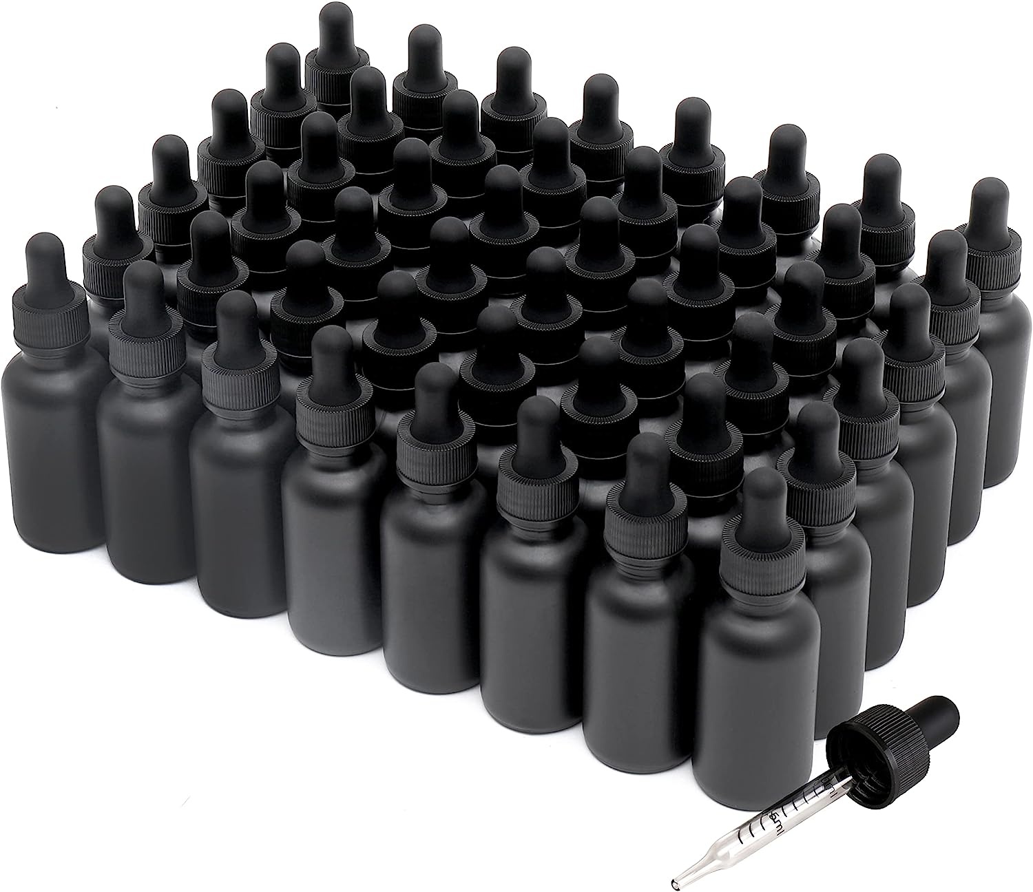 Luxury 1oz 2oz 5ml 10ml 15ml 30ml 100ml Cosmetic Packaging Empty Matte Black Serum Essential Oil Glass Dropper Bottle With Box