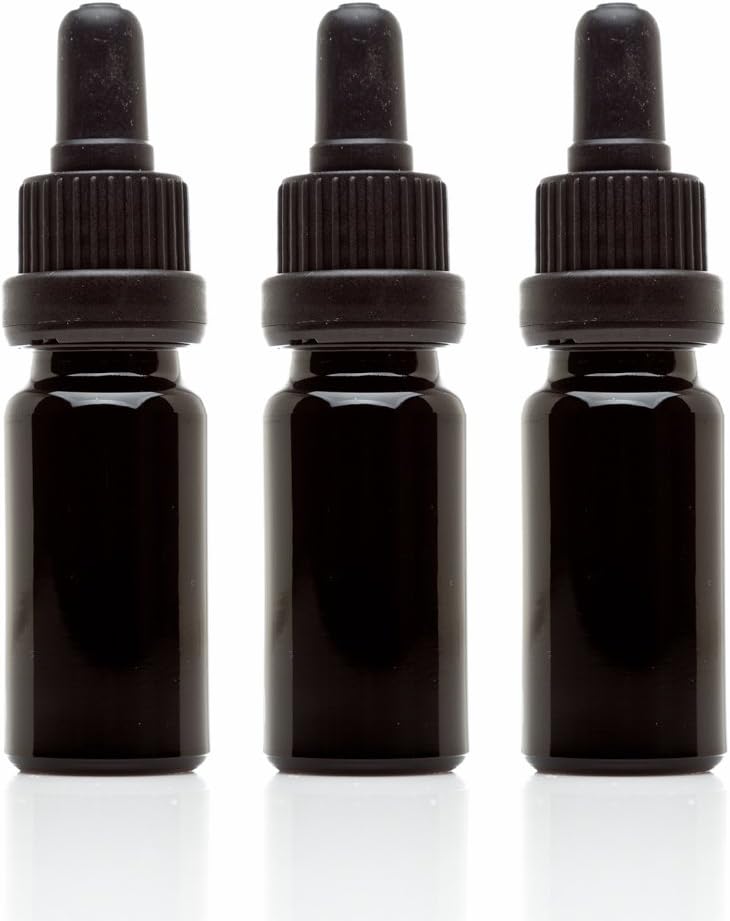 Infinity Jars 10 Ml (.34 Fl Oz) Black Ultraviolet Glass Bottle W/Glass Eye Dropper