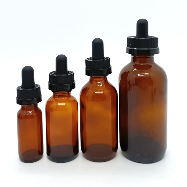 1/2oz 1oz 2oz Euro Dropper Bottle Child Resistant Essential Oil Glass Dropper With Black Polypropylene Cap.