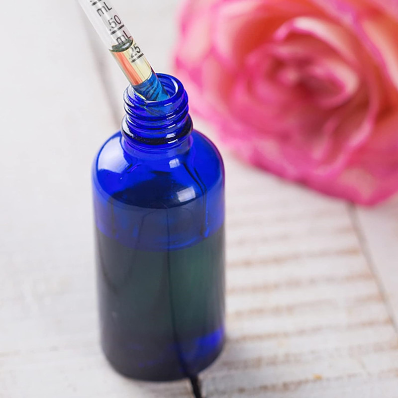 1/2 oz 15ml Cobalt Blue Glass Eye Dropper Bottles W/ Black Child Resistant Dropper Rose Gold Cap 15 ml