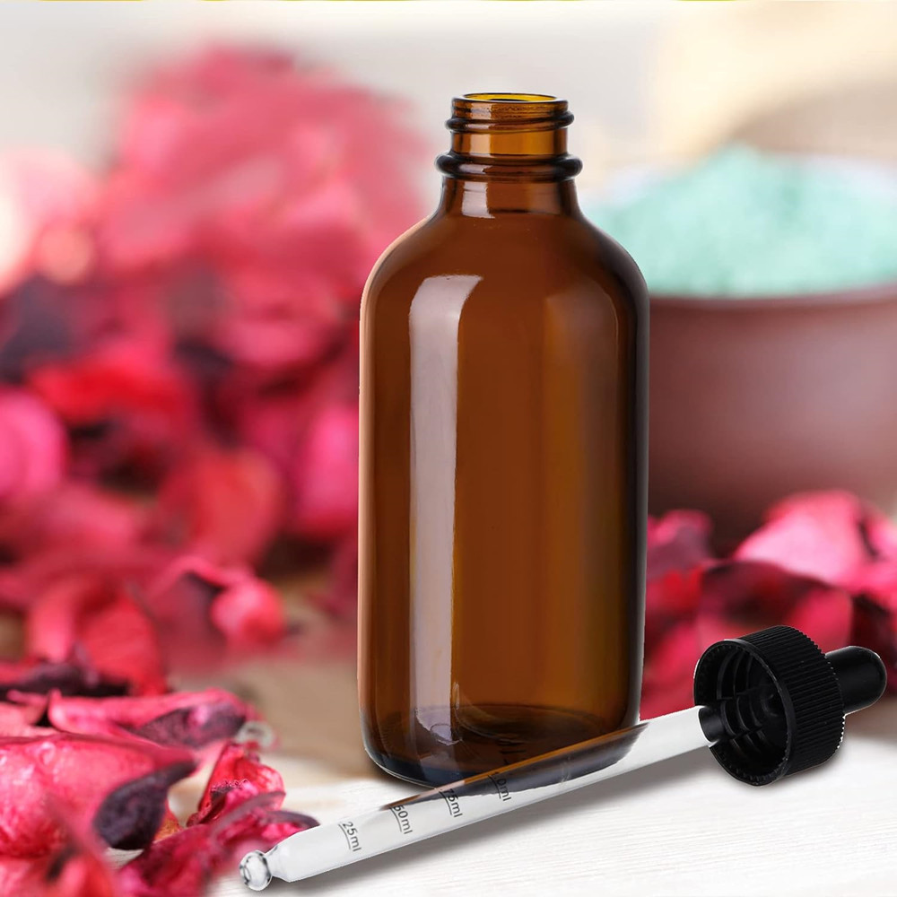 Glass Dropper Bottles 4 Oz/120ml Amber Glass Tincture Bottles With Graduated Glass Eye Droppers for Essential Oils