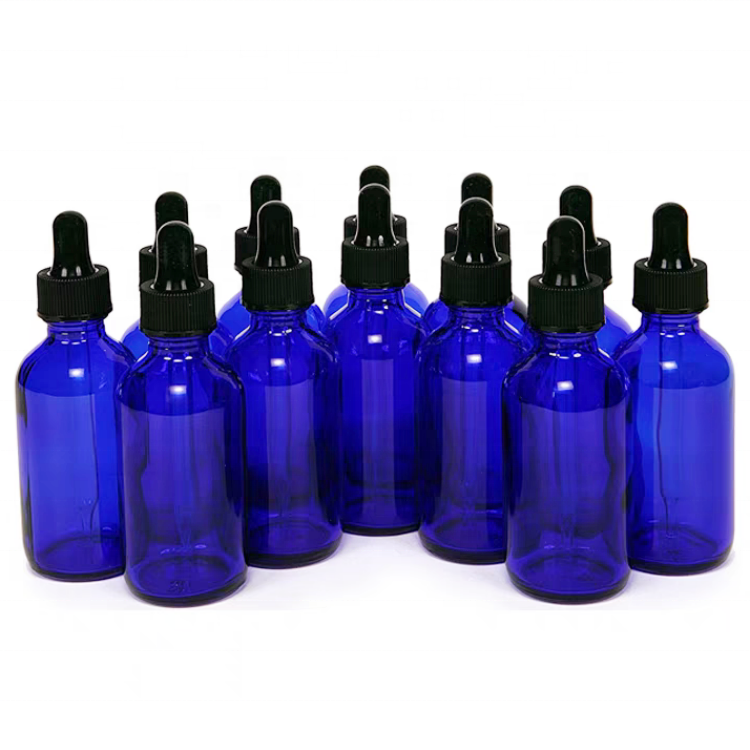 Blue Essential Oil Glass Boston Dropper Bottles 5ml 30ml 100ml Empty Serum Bottle Glass Dropper Bottle