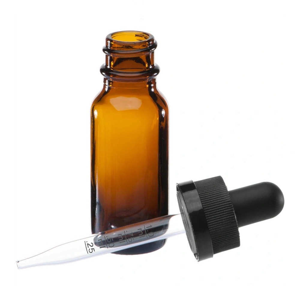 OEM Wholesale 120ml 4oz 0.5 oz 30 ml 2 oz 4 oz Amber Glass Essential Oil Glass Dropper Bottle With Black Plastic Dropper