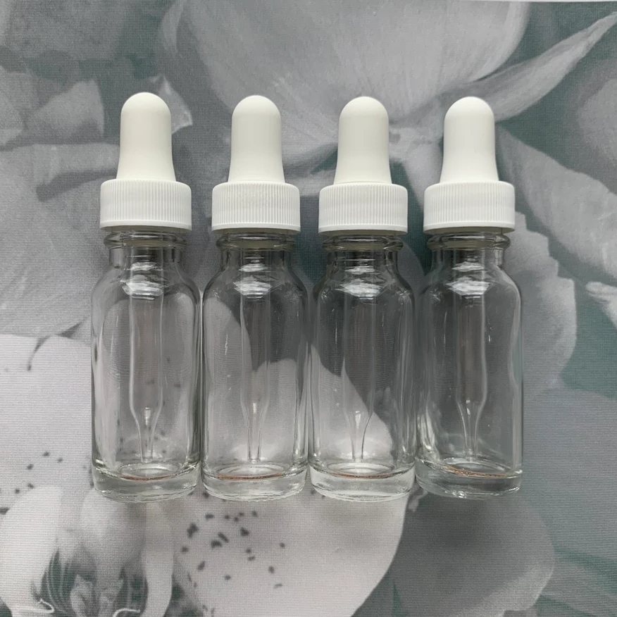 Essential Hair Oil Packaging 100ml 60ml 1oz 4 oz Clear Amber Boston Round Glass Eye Dropper Bottle With White Color Pipette Cap