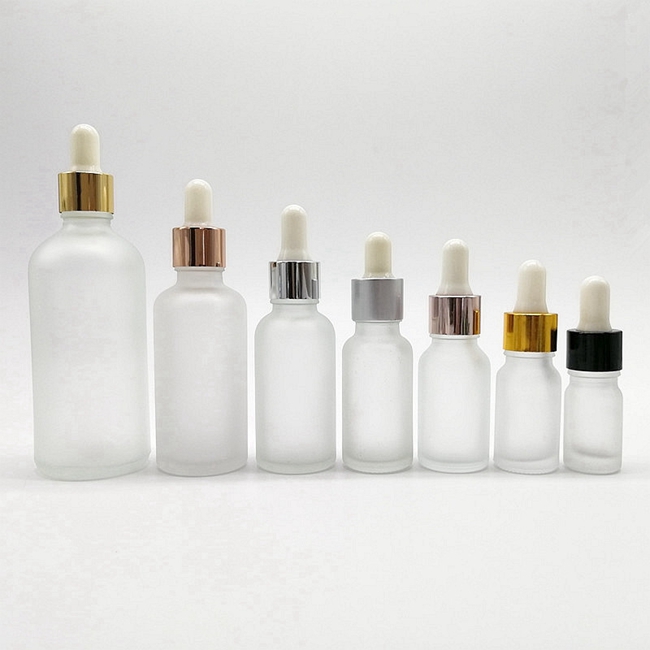 Luxury 30ml Custom Glass Dropper Bottle Matte Black White Pink Green Blue for Cosmetic Use With Colorful Dropper