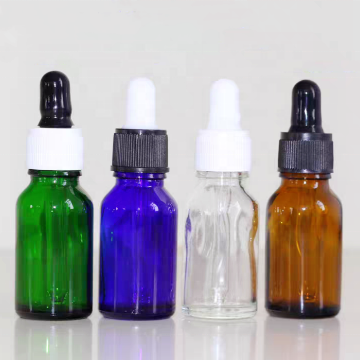 Clear Blue Cosmetics Custom Round Glass Dropper Essential Oil Bottle