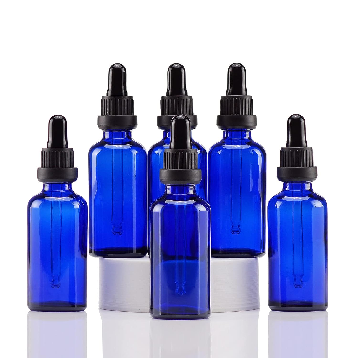 15ml 30ml 1oz 2oz 4oz 8oz Round Blue Boston Glass Dropper Bottle With Gold Cap for Personal Care Use
