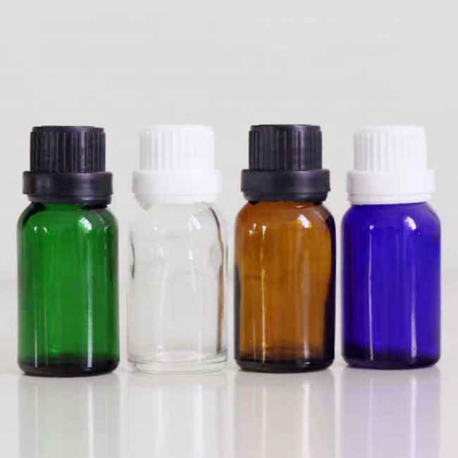 Perfume Cosmetic Bottle 5ml 10ml 15ml 20ml 30ml 50ml 100ml Clear Green Blue Amber Glass Dropper Bottle With Black Childproof Lid
