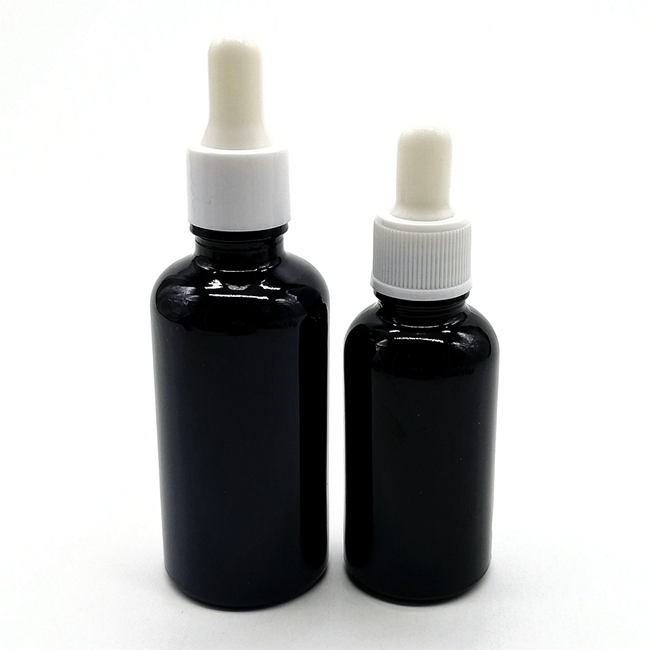 30ml Frosted Black Glass Dropper Bottle With Bamboo Lid Top Empty Essential Oil Bottle for Cosmetic Cuticle Hair Care