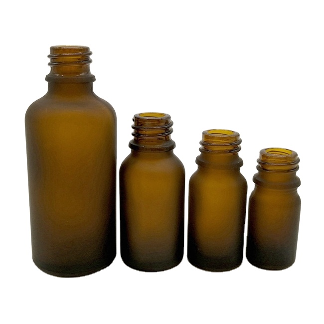 Frosted Amber Vials 5ml 30ml  Essential Oil Glass Dropper Bottles  Brown Bottles 1oz Beard Oil Containers With Bamboo Dropper