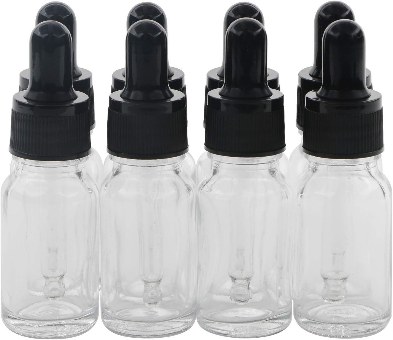 10ml Glass Bottles for Essential Oils Transparent/Clear Refillable Empty Bottle With Glass Dropper Black Cap for Screen Printing
