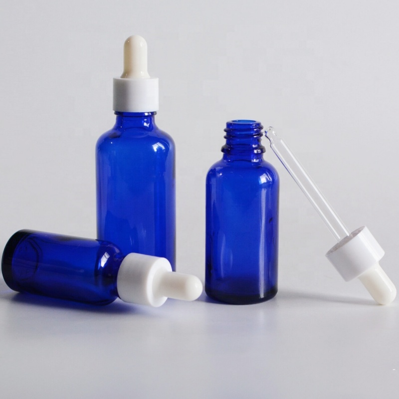 Wholesale 5ml 10ml 15ml 20ml 30ml 50ml 100ml Cobalt Blue Glass Eye Dropper Bottle Cosmetic Serum Essential Oil Dropper Bottles