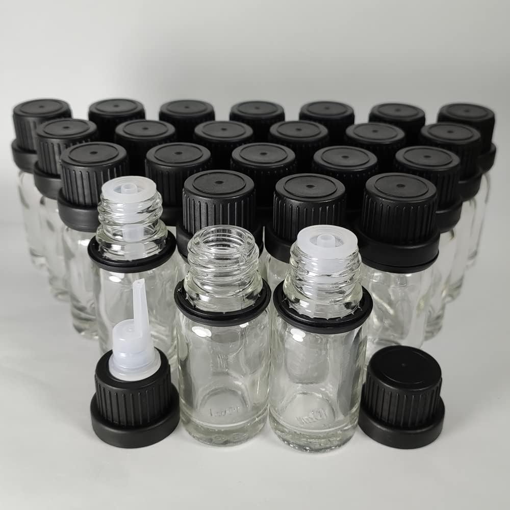 Skin Care Cosmetic Container 15/30ml Clear Essence Dropper Glass Bottle Black Essential Oil Mascara Jars Screen Printing 5ml