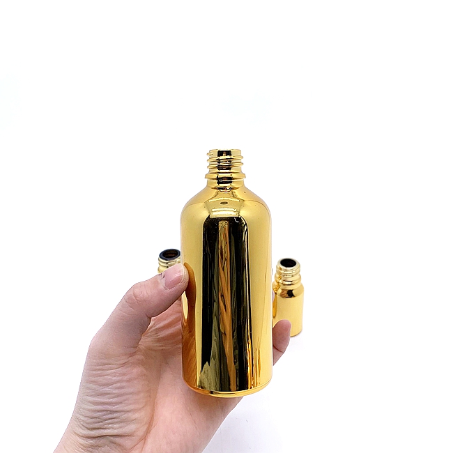 China Factory Hot Sale Luxury Gold Glass Bottle With Dropper Essential Oil Packaging for Cosmetic Serum and Hair Mascara