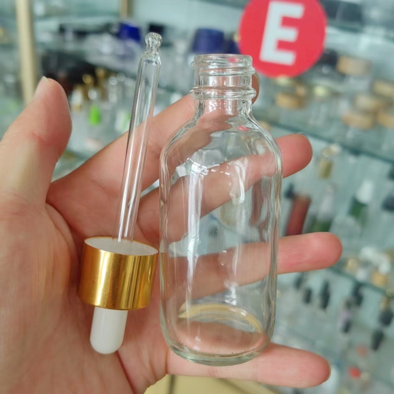 Transparent Glass Dropper Bottle With Gold Sliver Pipette 5ml 10ml 15ml 20ml 30ml 50ml 100ml Essential Oil Bottle
