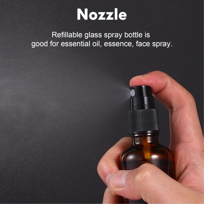 HOT Amber Glass Pump Bottles Flat Shoulder Refillable Spray Bottle for Serum Essential Oil Perfume Lotion 20ml 30ml 50ml 100ml