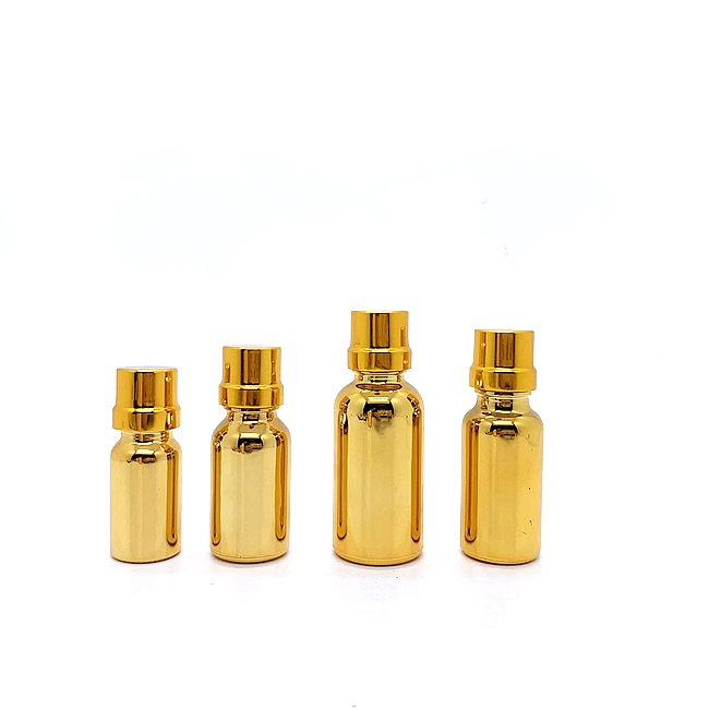 Manufacturer Fancy Gold Glass Cosmetic Oil Serum Dropper Bottle Empty Cylinder Shape Refillable Perfume Use Facial Cleanser Wigs