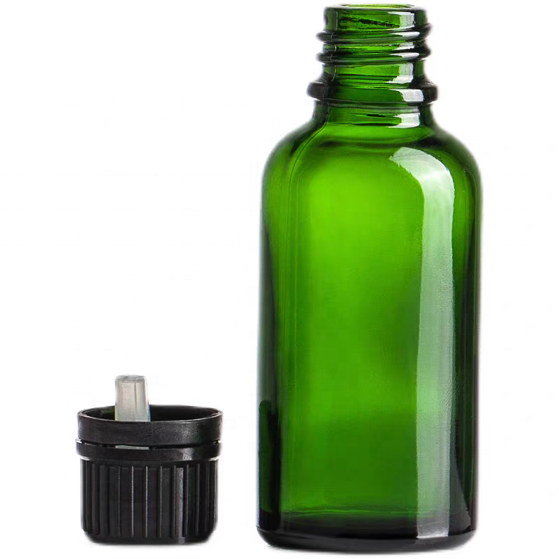 In Stock Empty Essential Oil Perfume Glass Bottle 1oz 2oz Green Color Glass Bottle for Essential Oil With Tamper Dropper Cap