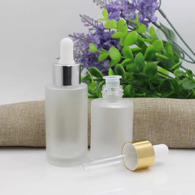 20 ml 30 ml 40 ml 50 ml 60 ml 80 ml 100 ml 120 ml Frosted Clear Cylinder Glass Bottle With White Smooth Glass Bullnose Dropper