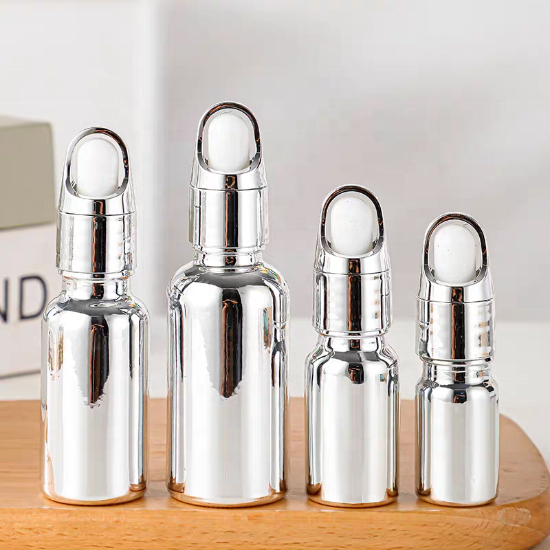 30ml 100ml 50ml Luxury Essential Oil Serum Sliver Dropper Glass Bottle Electroplating