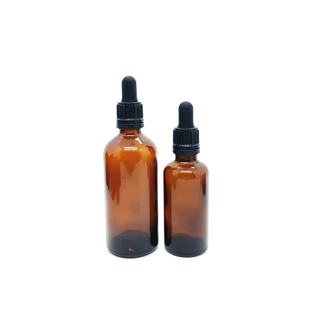10ml Amber Essential Oil Cylinder Glass Dropper Bottle With Bamboo Cap for Cosmetic Use for Hair Body Facial Serum Oil