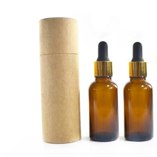 Wholesale 100ml Clear Amber Glass Dropper Bottle With Paper Tube Custom Logo for Mascara and Cosmetic Serum Essential Oil Use