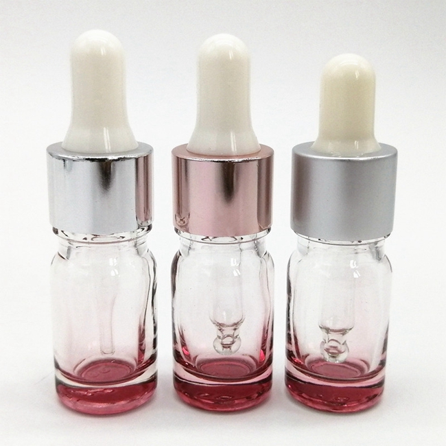 30ml Customizable Pink or Frosted Round Glass Bottle With Dropper for Face Serum Essential Oil Popular Choice for Cosmetics