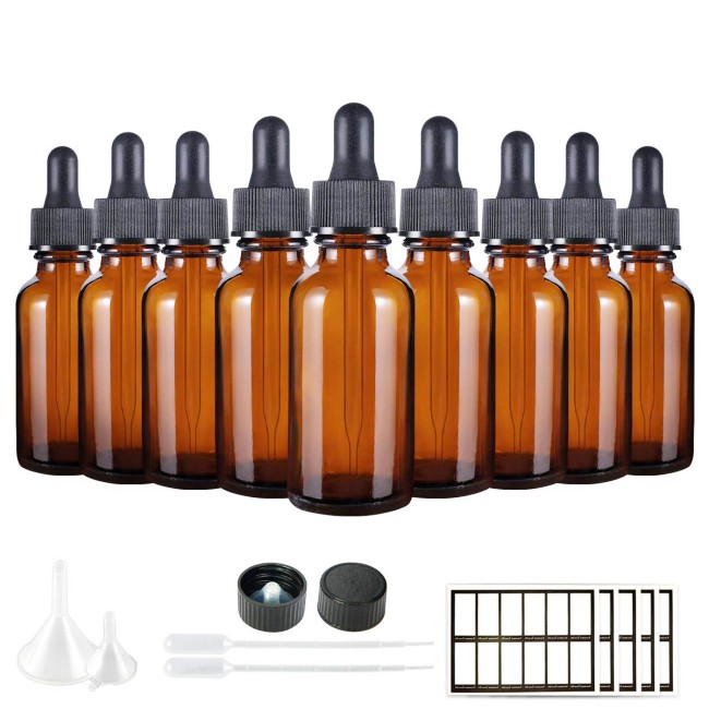 Wholesale Stock Clear Boston Glass Dropper Bottle 30ml-60ml Cosmetic Essential Oil Custom Logo 1/2 oz 1oz 2oz 4oz Printing
