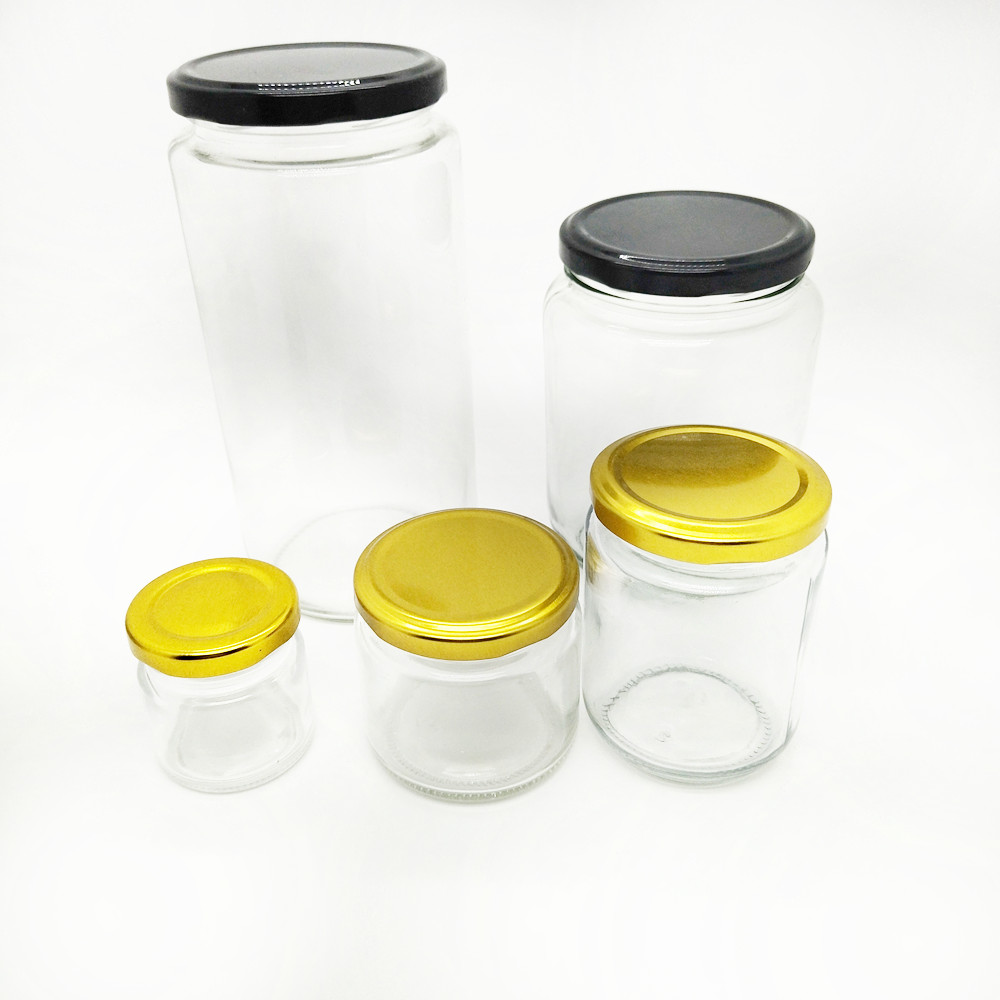 Clear Round Food Grade Seal Glass Storage Jar Jam Sauce Canned Pickle Honey Jars