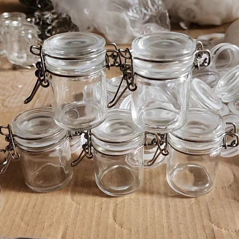 150ml Clear Round Airtight Clamp Glass Jar With Clamp Clip Cap