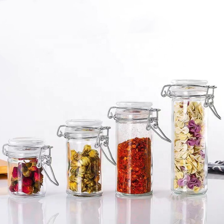 Wholesales Factory Price 500ml 16oz Glass Jar With Metal Clip/glass Storage Jar Bottle With Flip Top Cap for Sale