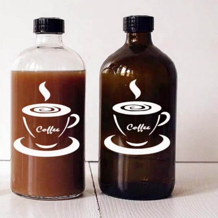 Boston Round Frosted Glass Bottle Boston Kombucha 250ml 350ml 500ml 4oz 8oz 16oz Beverage Juice Round Glass Bottle W/ Cap