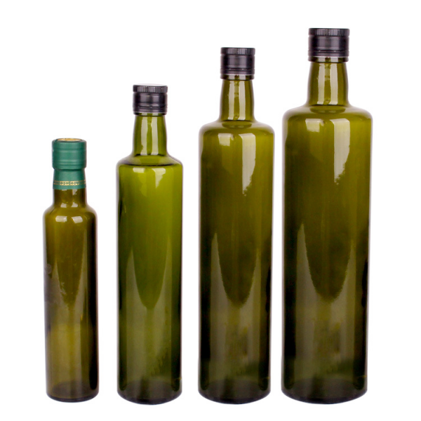Food Grade Empty Stocked Olive Oil Dark Green Bottle Dorica  Thread Finish Spp Glass Bottle
