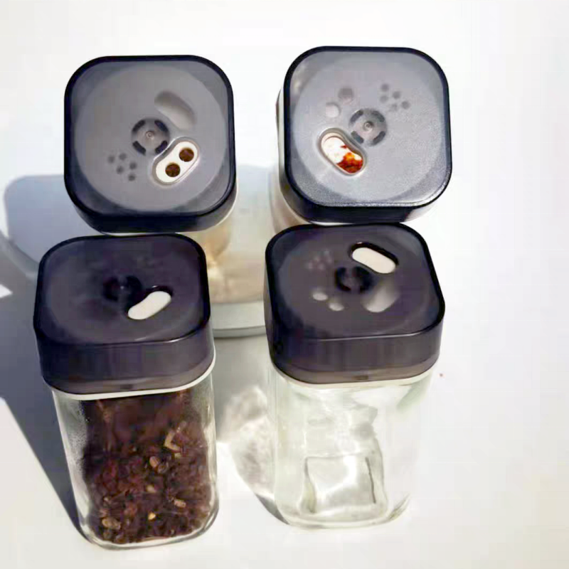 50ml 100ml 120ml Square BBQ Sprinkler Chili Cumin Pepper Salt Rotating Glass Spice Bottle Seasoning Jar