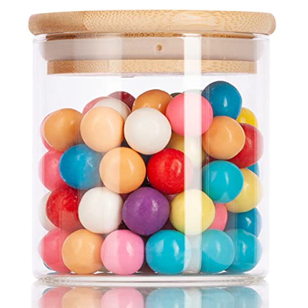 Borosilicate Glass Storage Jar With Bamboo Lid for Tube Shaped Glass Storage Jar for Glass Spice Jar With Wooden Lid