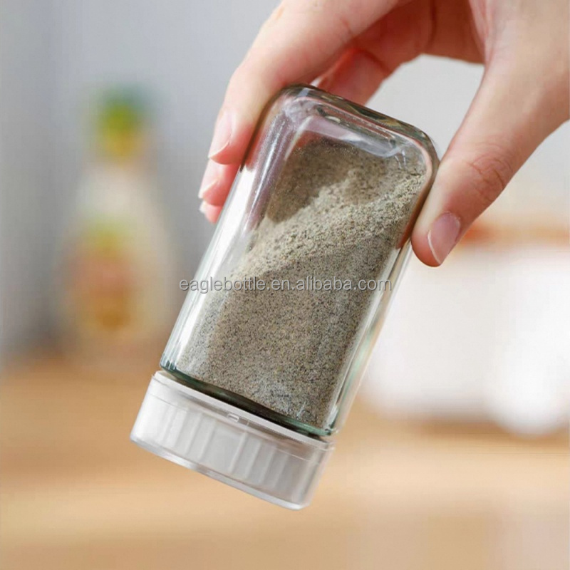 Small Mini Size Twist Top Glass Spice Jar Salt&Pepper Set Rack Set With Rack Storage Jar for Kitchen