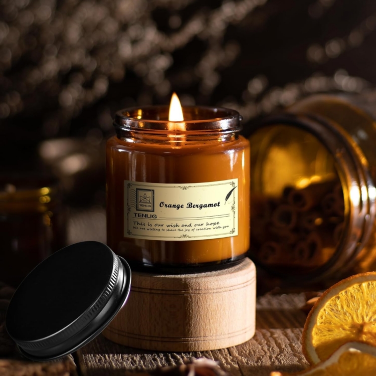 Hot Sale 250g 8oz 250ml Empty Jar Candle Glass Jars With Black Lid Scented Amber Glass Candle Jar for Scent Candles