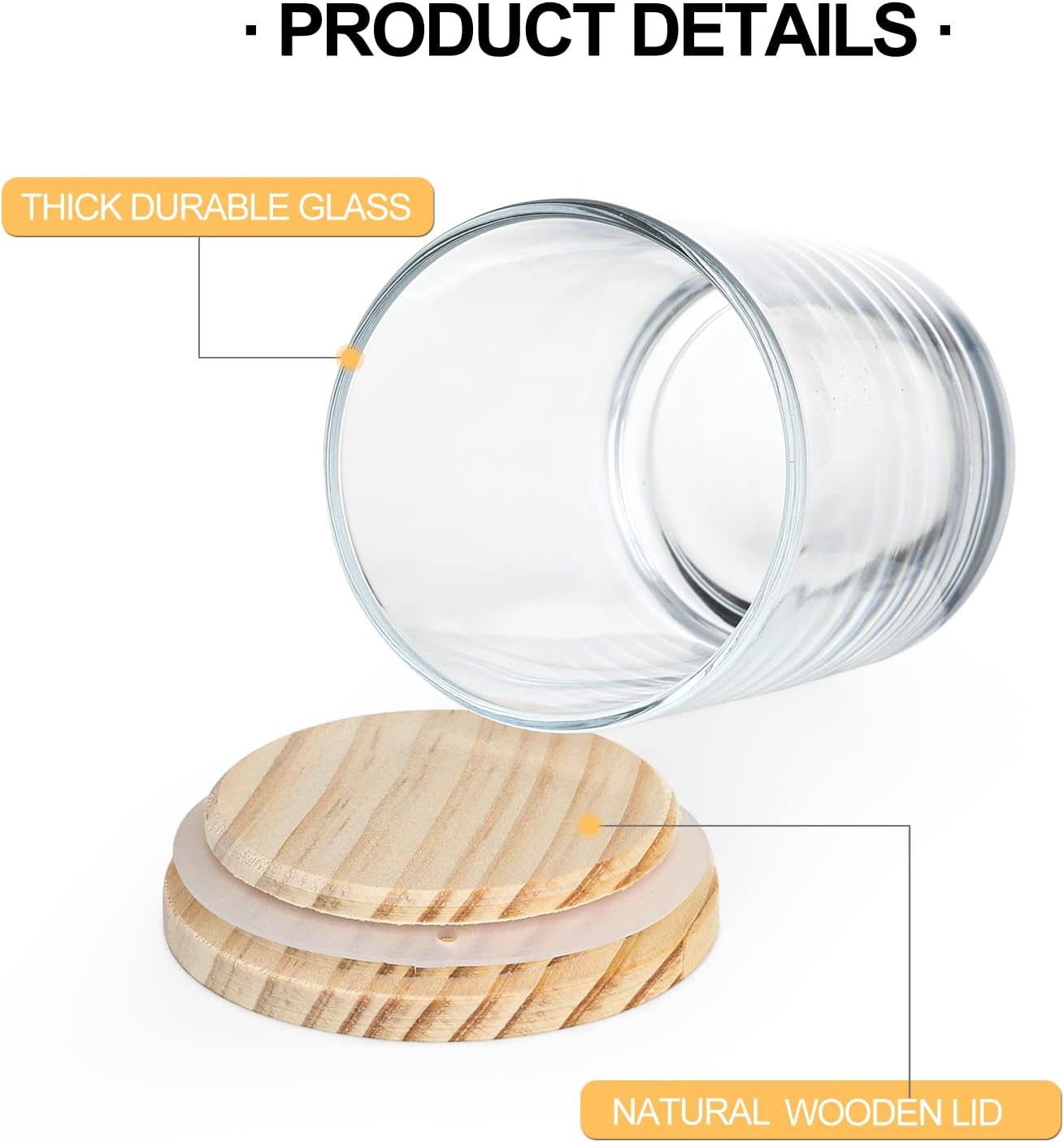 Wholesale Luxury Mini Small Transparent Clear Empty Round Glass Candle Vessels Container Jar With Bamboo Wooden Lid