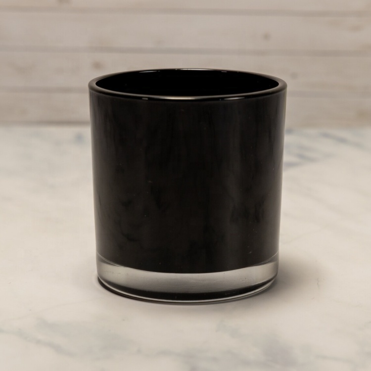 Gloss Black & White 8 oz & 10 oz Glass Candle Jars Wholesale Home Decoration Candle Holders & Lanterns