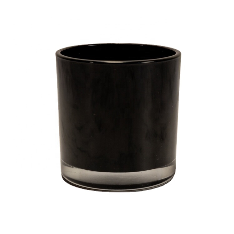 Luxury Scented Glossy White Glass Candle Jars With Lids Glossy Black Christmas Candle Vessels for Home Decor