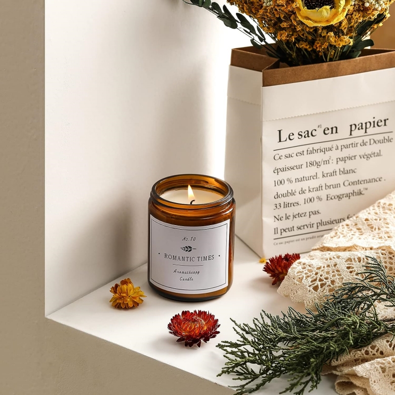 Luxury 4oz 8oz 9oz 16oz Empty Amber Clear Straight Sided Glass Candle Jar With Aluminum Metal Lids 240g
