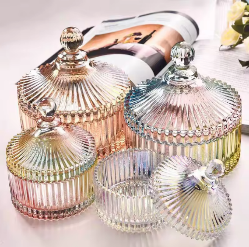 High Quality Glassware Kitchen Food Storage Jar Transparent Glass Container Sugar Bowl Food Glass Jar Candy Box With Lid