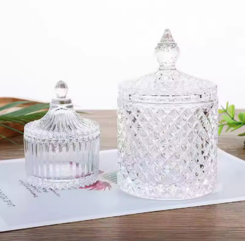 Round Small Glass Container Candy Kitchen Glassware Food Glass Jar With Lid for Catering Restaurant Hotel Gift